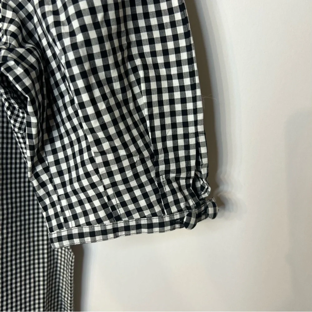 Derek Lam 10 Crosby Black and White Gingham Top, Size 8, Cold Shoulder, V Neck