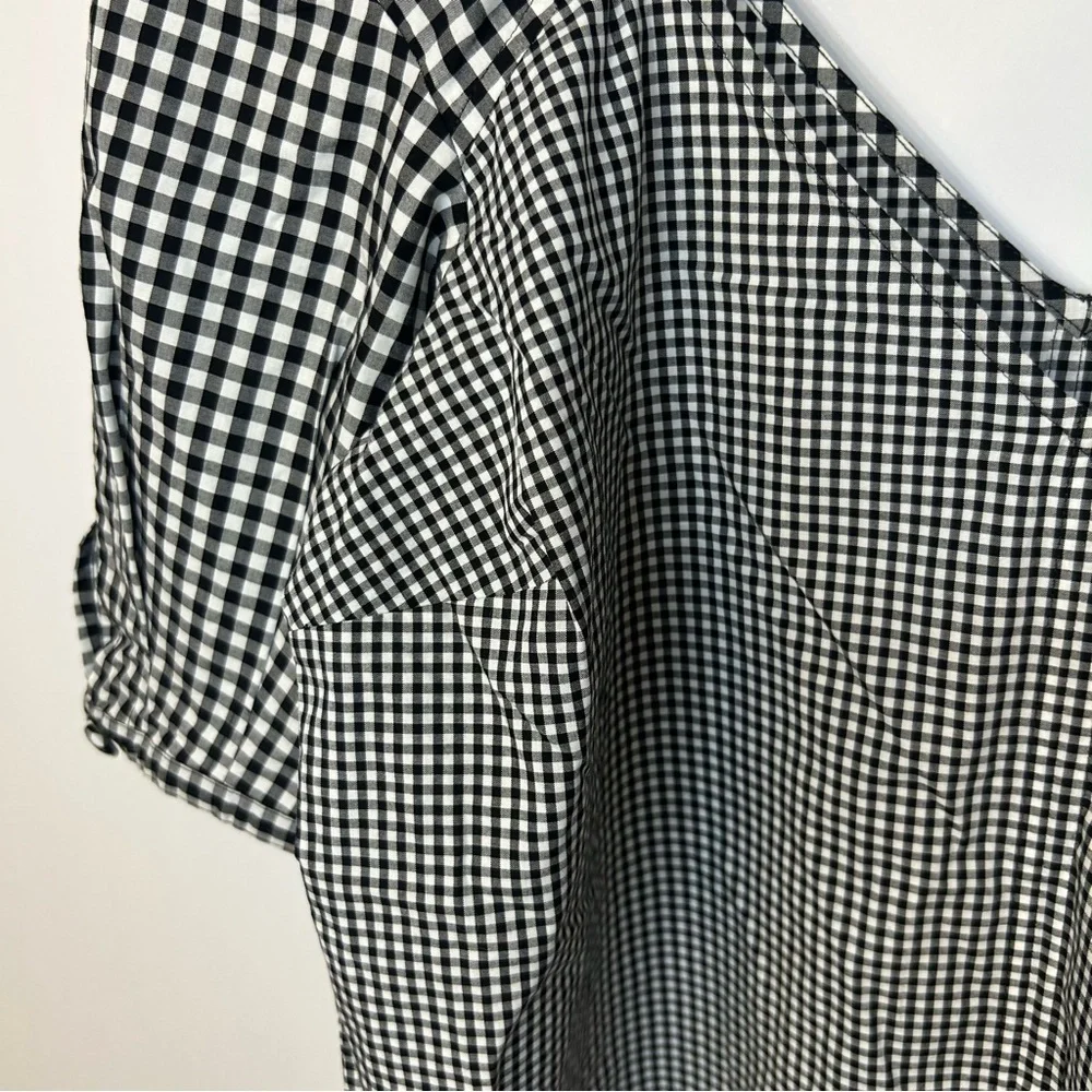 Derek Lam 10 Crosby Black and White Gingham Top, Size 8, Cold Shoulder, V Neck