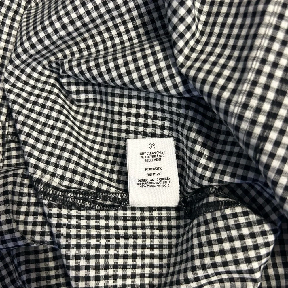Derek Lam 10 Crosby Black and White Gingham Top, Size 8, Cold Shoulder, V Neck