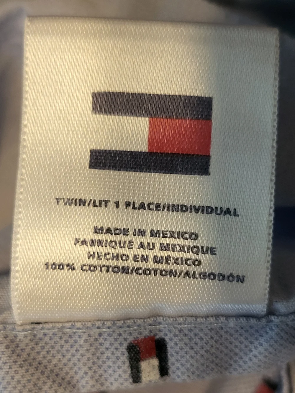 Tommy Hilfiger Flat Sheet Twin XL Blue Floating Flags Classic Vtg 100% Cotton
