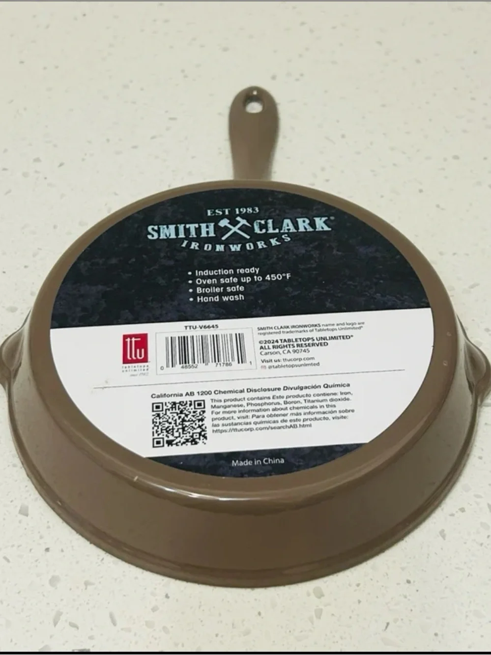 🆕🍳 Smith & Clark Enameled Cast Iron Skillet 8” Coco NWT