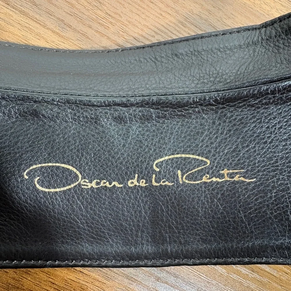 Oscar de la Renta Vintage 80s Corset Wide Waist Belt L Brown Leather Peplum Chic