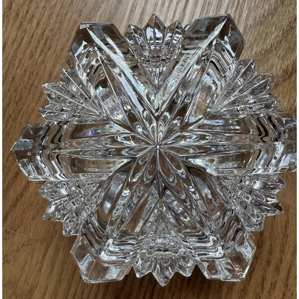 Vintage Mikasa Lead Crystal‎ Snowflake Trinket Jewelry Box 4