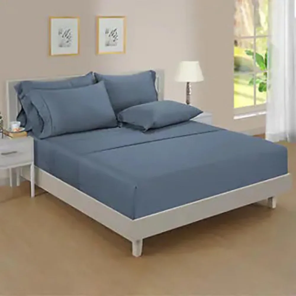 CAL‎ KING Pure Earth Organic Cotton 6-piece Sheet Set BLUE