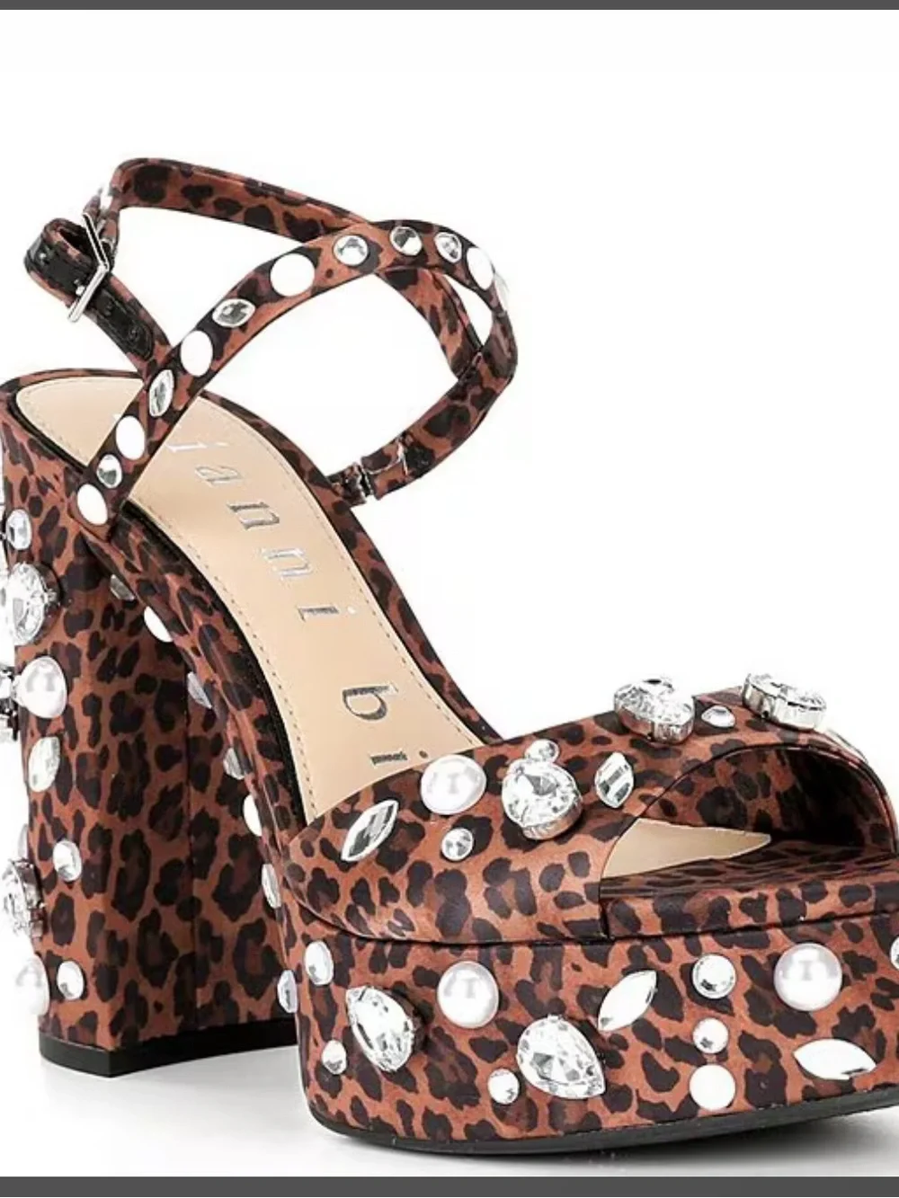 Gianni Bini Women’s Leopard Print Platform Sandals w/Crystal Embellishments NWOB