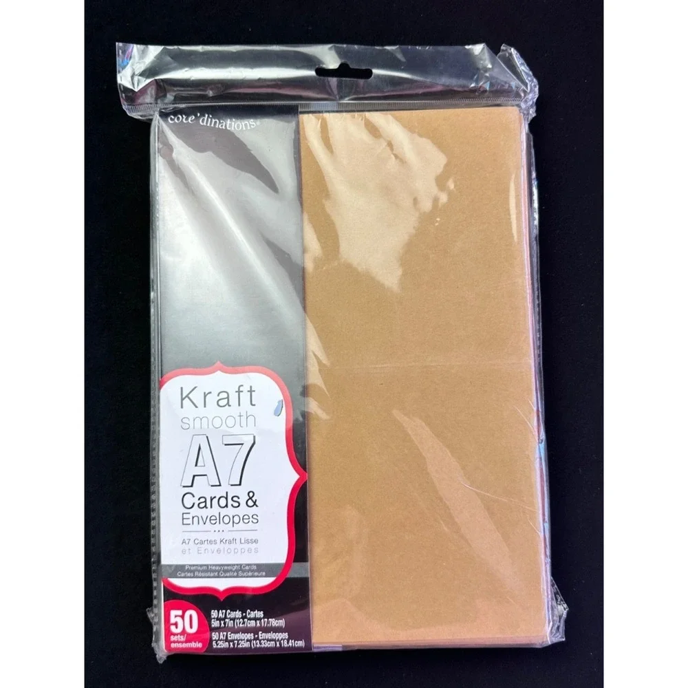 50 Pack Kraft Blank Cards & Envelopes 5X7 Heavyweight Smooth Folded Cardstock A7
