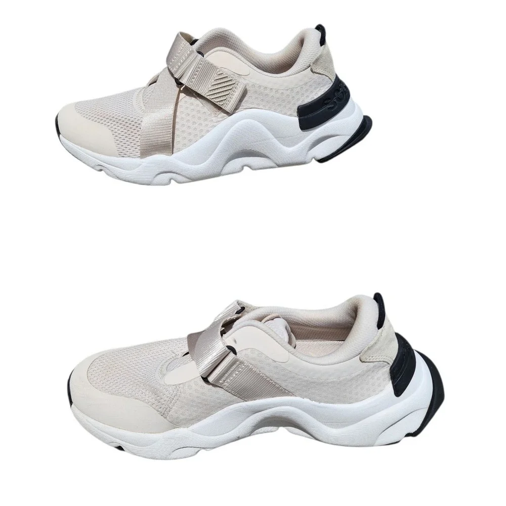 Sorel Kinetic Impact Strap Cream Black Scalloped Sole Sneakers Shoes