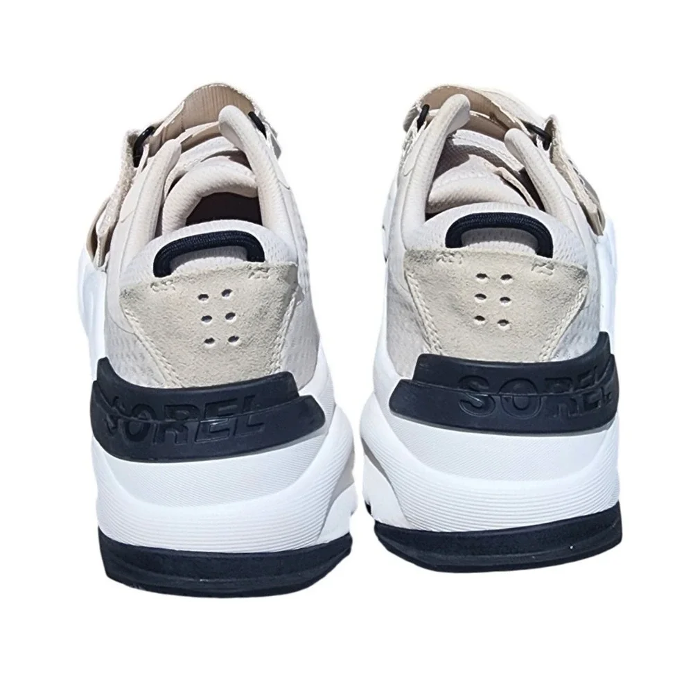 Sorel Kinetic Impact Strap Cream Black Scalloped Sole Sneakers Shoes