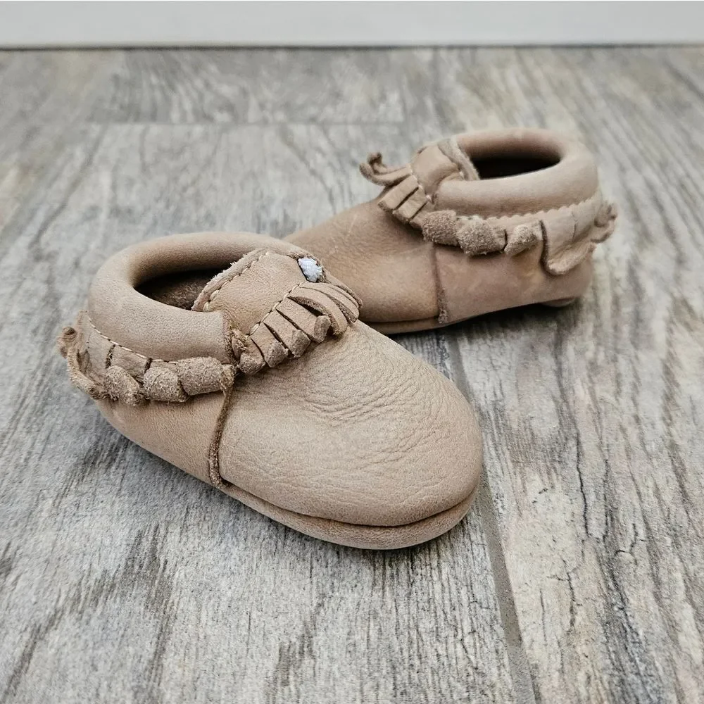 Freshly Picked Weatherd Brown Moccasin Baby Shoes 6-12 Months