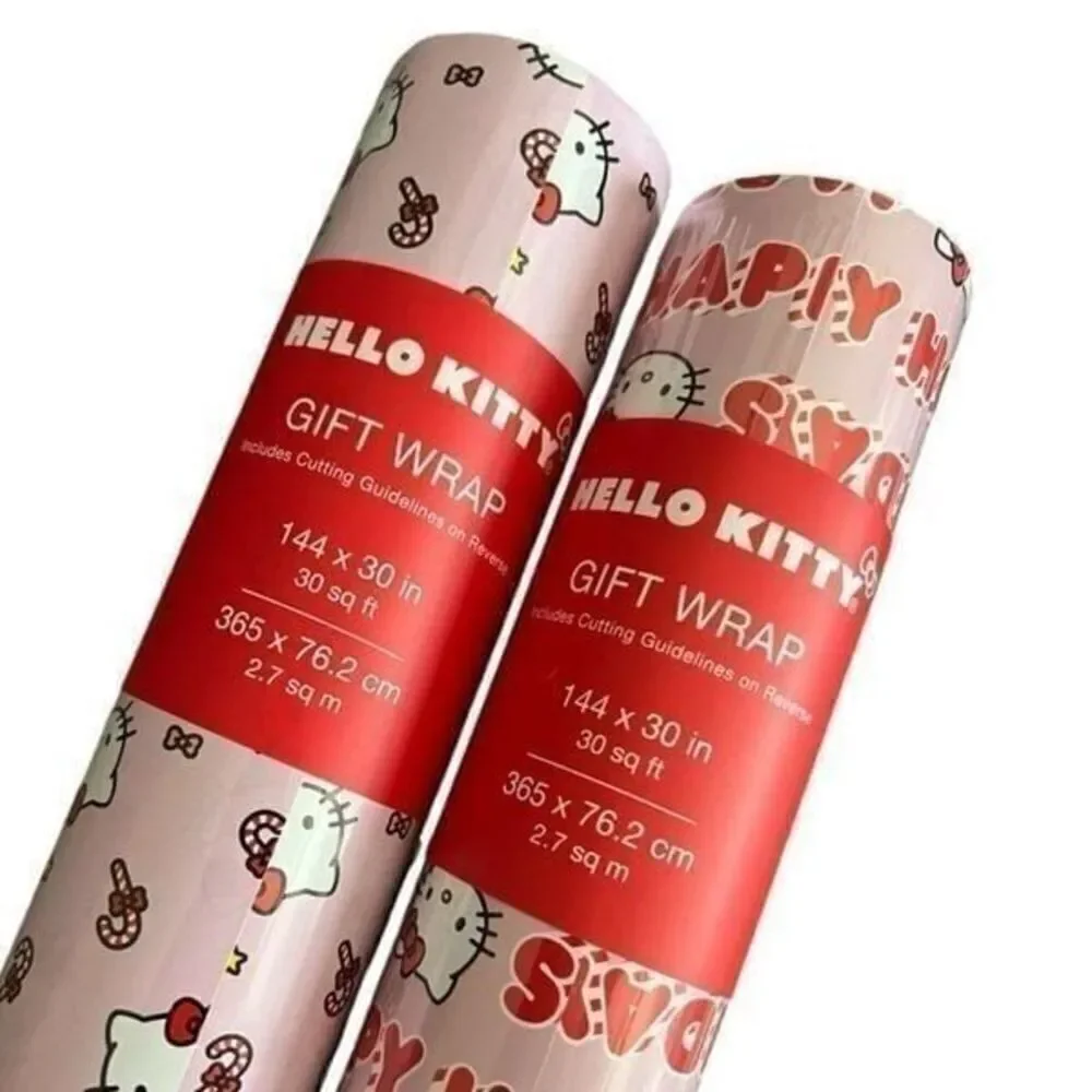 Hello Kitty Happy Holidays Pink Wrapping Paper-Set of 2
