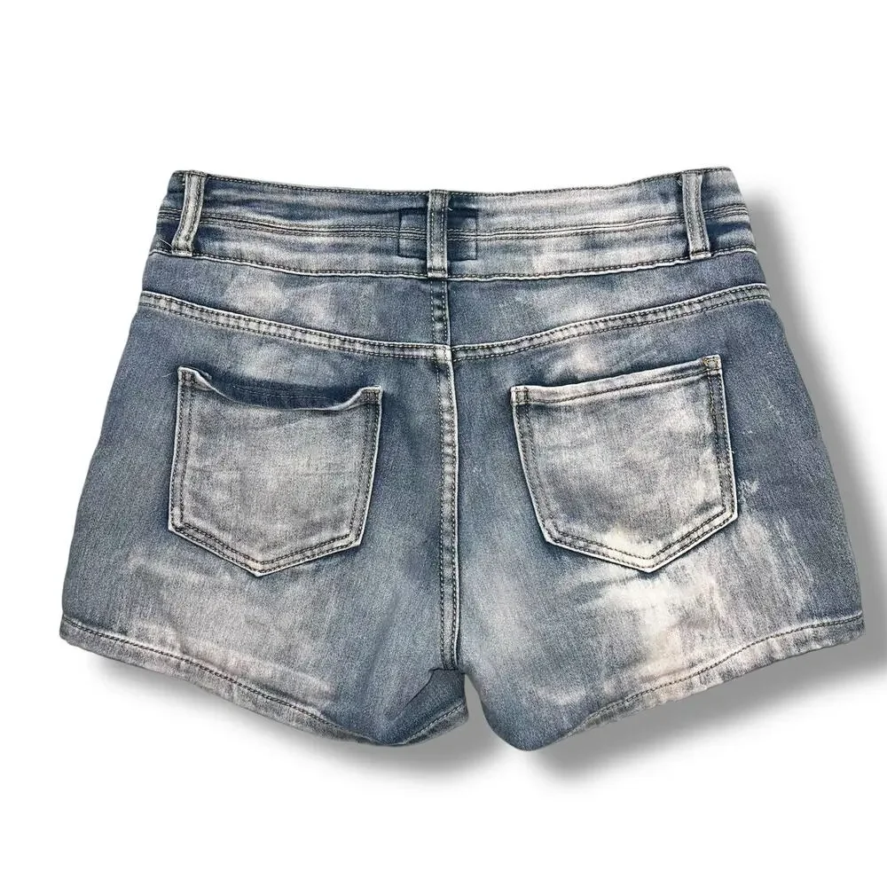 DAZL Womens Denim Blue Jean Shorts Acid Wash Distressed Size 7