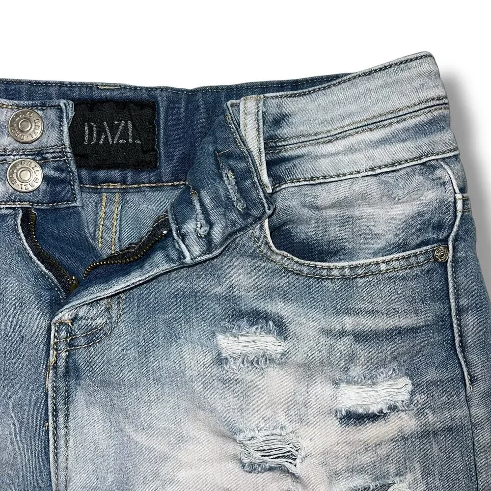 DAZL Womens Denim Blue Jean Shorts Acid Wash Distressed Size 7
