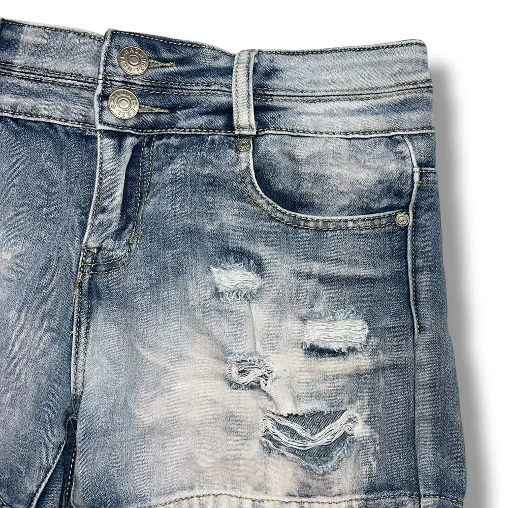 DAZL Womens Denim Blue Jean Shorts Acid Wash Distressed Size 7
