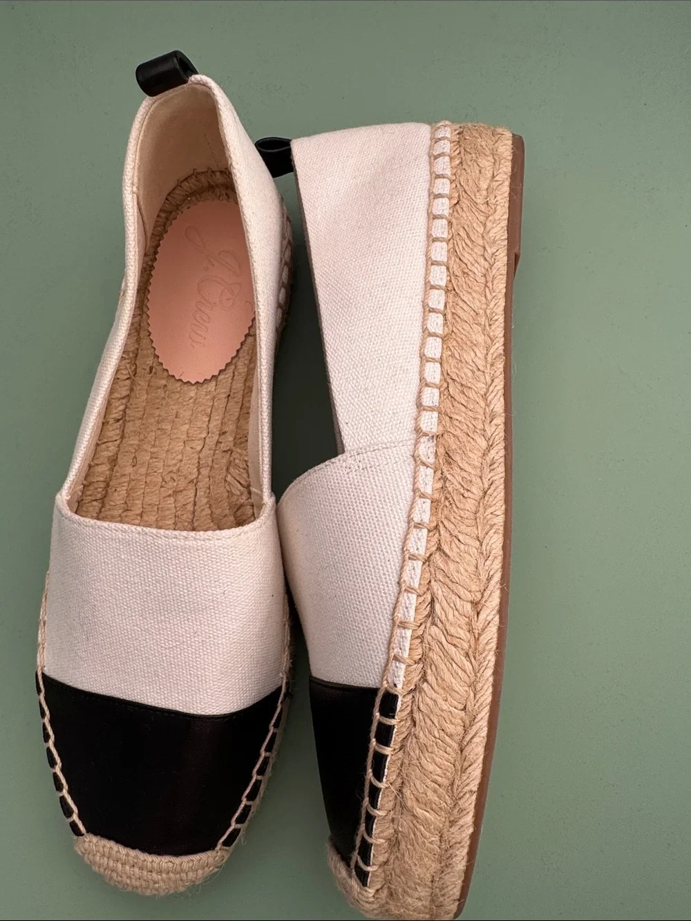 J.Crew Women’s Two-Tone Espadrille Flats in White and Black
