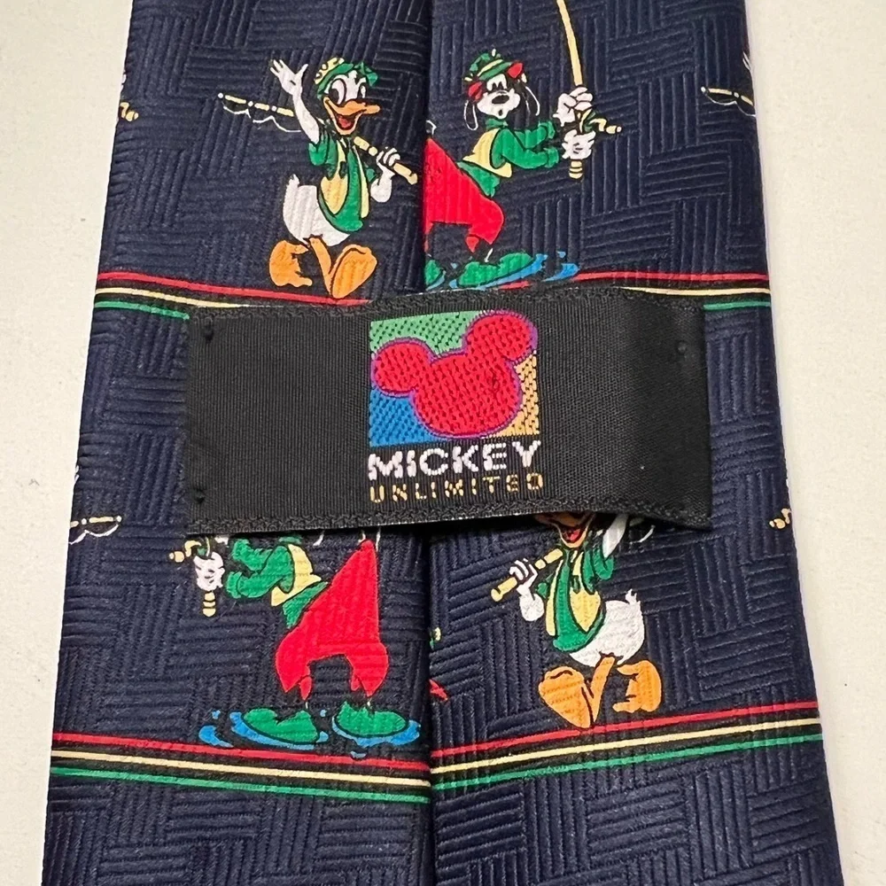 Mickey Unlimited Retro Mickey Goofy Donald Fishing Tie Disney