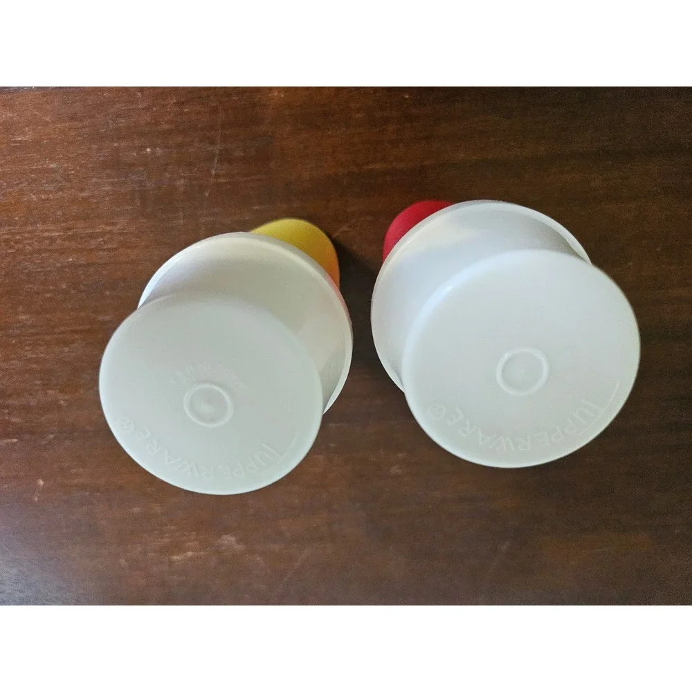 Tupperware Pump Dispensers Kitchen Set Red Yellow Vintage Tabletop Condiment S2