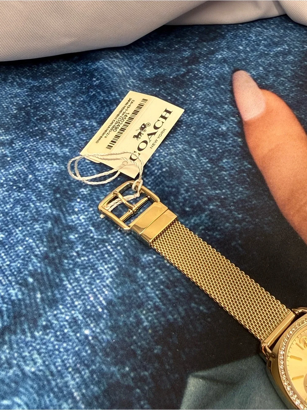 (new+tag) COACH Women Chronograph Gold Watch Metal Strap Bracelet Diamond Bezel