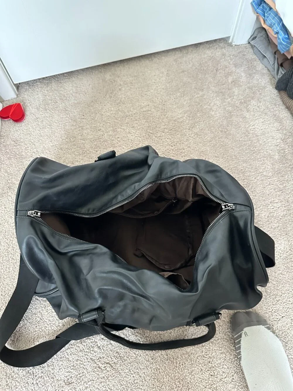 Black Travel Over Night Bag with Side Shoe Pocket