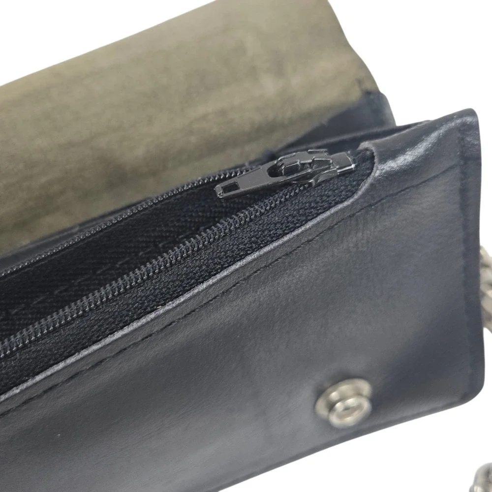Vtg 80s Harley Davidson Black Leather Wallet w Patch Logo & 12