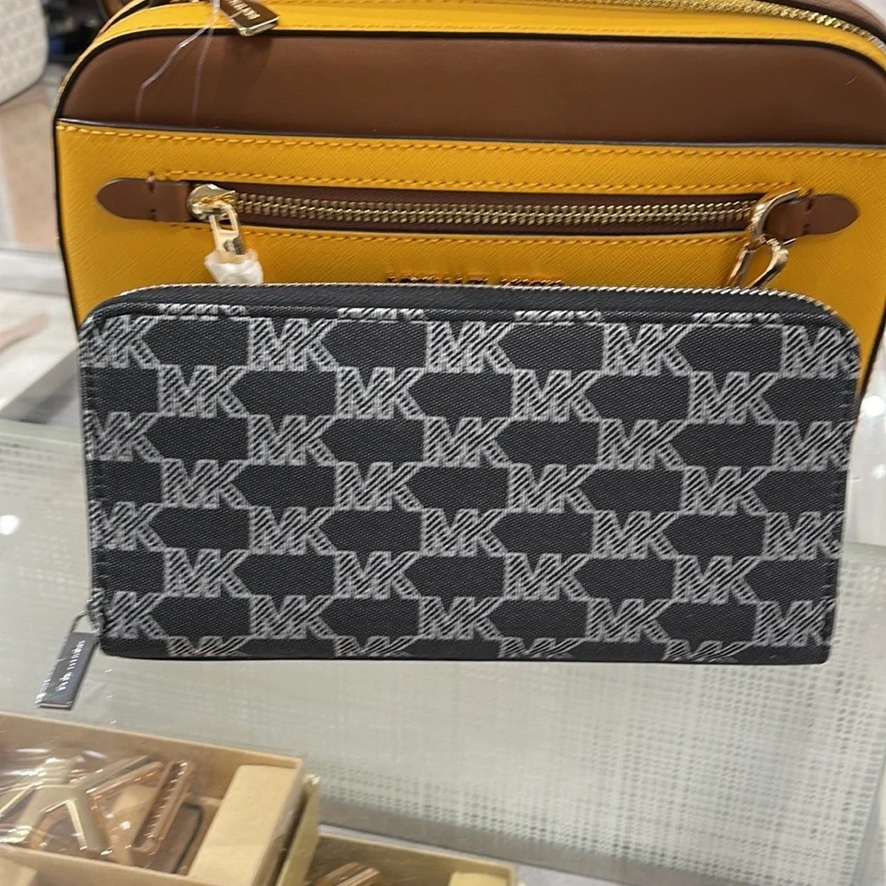 Michael Kors Men’s Women’s Cooper Tech Zip Around Wallet Black Multi Unisex NWT