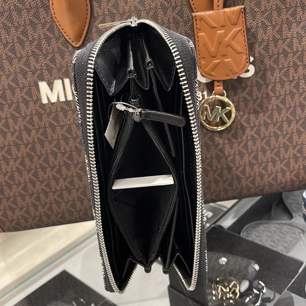 Michael Kors Men’s Women’s Cooper Tech Zip Around Wallet Black Multi Unisex NWT