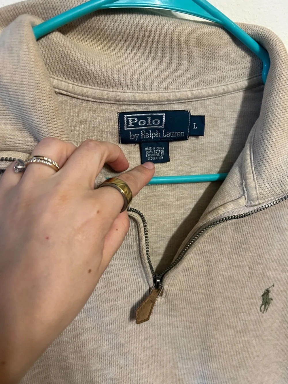 Polo by Ralph Lauren Tan Half-Zip Pullover with Gray Logo