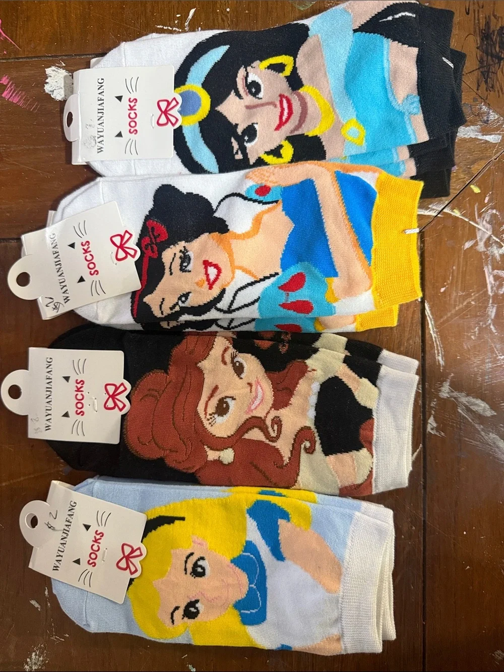 8 pair Cartoon Princess Ankle Socks - Multi Color