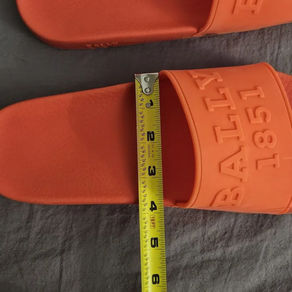 Bally 1851 Orange Rubber Sandal Slides Slippers Size 9 Neon Pool Beach Dopamine