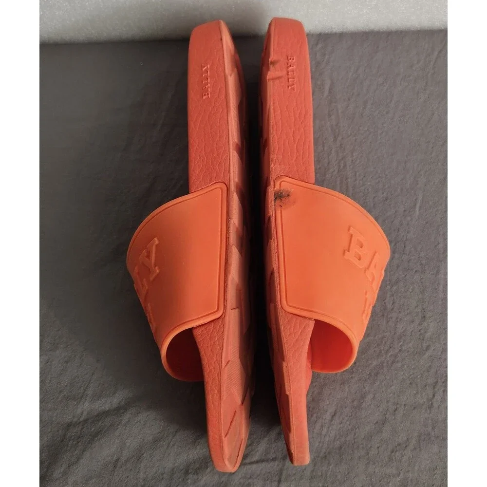 Bally 1851 Orange Rubber Sandal Slides Slippers Size 9 Neon Pool Beach Dopamine