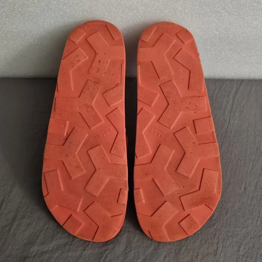 Bally 1851 Orange Rubber Sandal Slides Slippers Size 9 Neon Pool Beach Dopamine