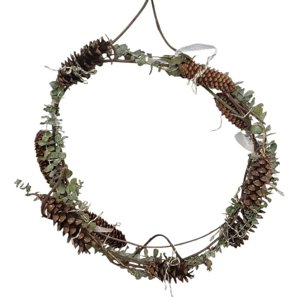 Rustic Pinecone & Eucalyptus Woodland Wreath – Handmade Natural Decor
