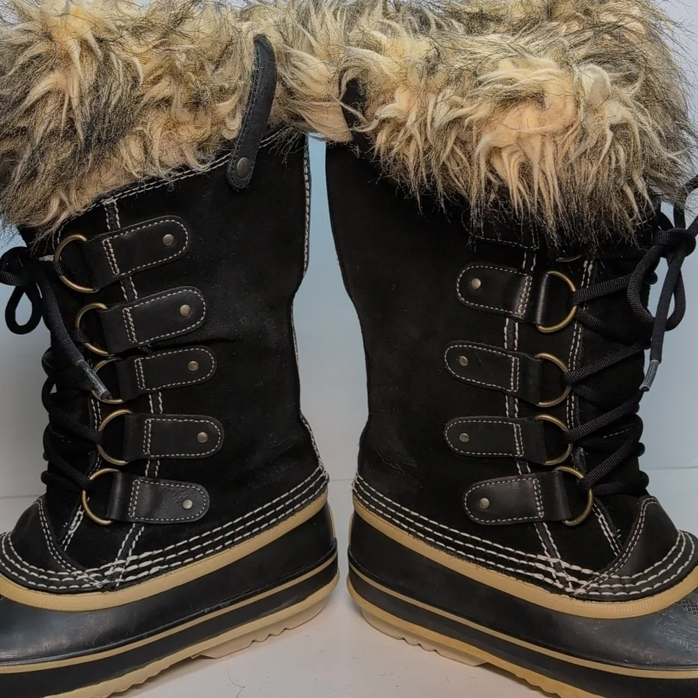Sorel Joan of Arctic waterproof black suede winter boots womans size 9 EU 41.5