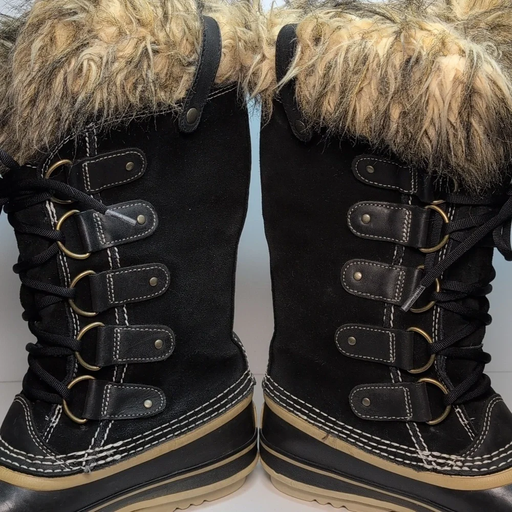 Sorel Joan of Arctic waterproof black suede winter boots womans size 9 EU 41.5