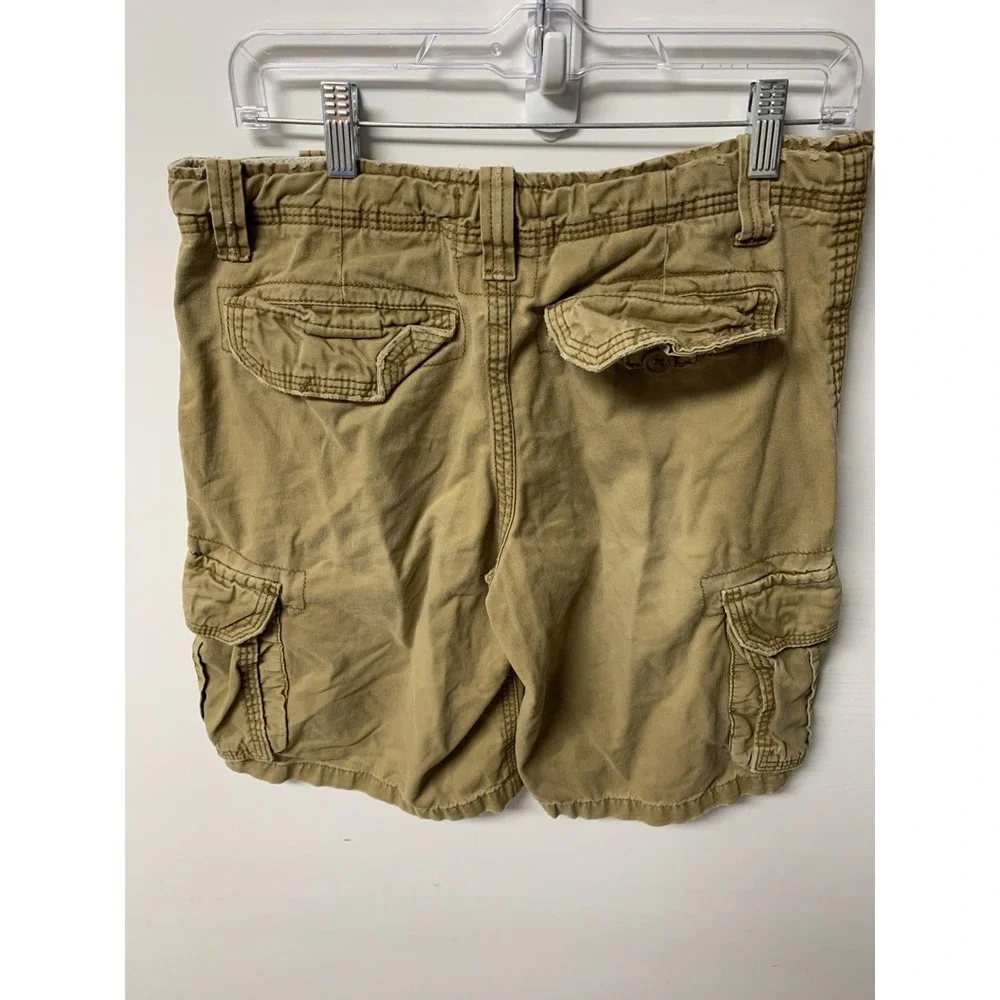 Vintage Mens Aeropostale Drawstrings Cargo Shorts Military Army Khaki Sz 30 Y2K