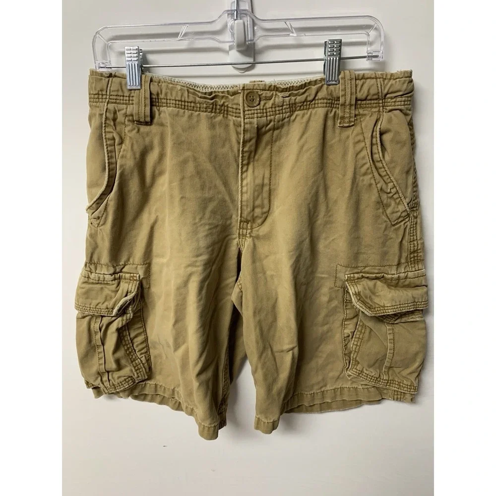 Vintage Mens Aeropostale Drawstrings Cargo Shorts Military Army Khaki Sz 30 Y2K