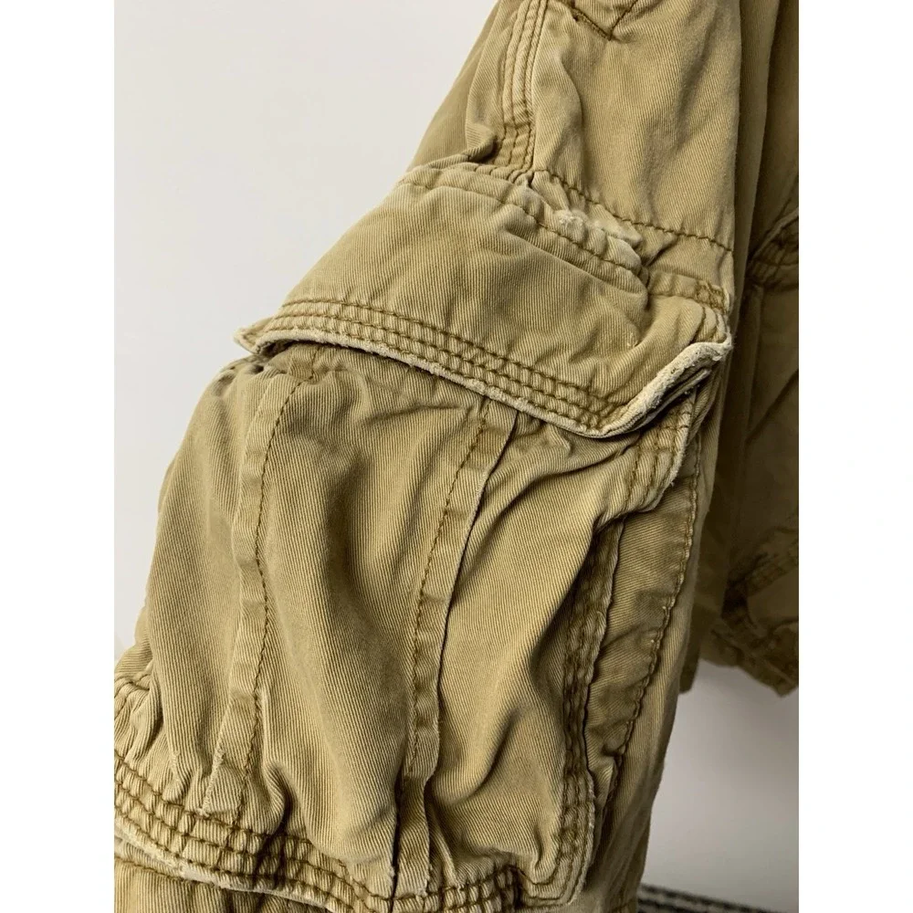 Vintage Mens Aeropostale Drawstrings Cargo Shorts Military Army Khaki Sz 30 Y2K