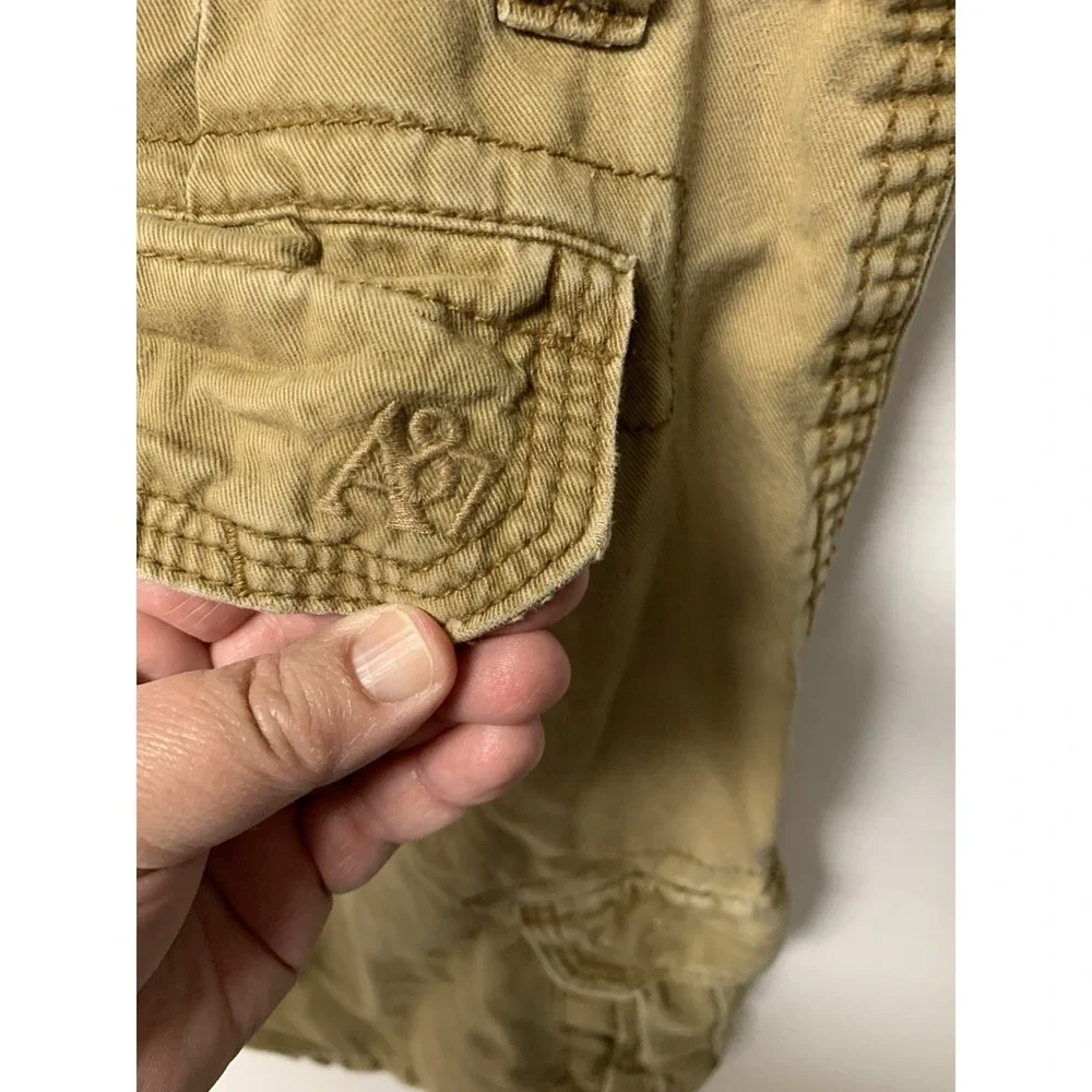 Vintage Mens Aeropostale Drawstrings Cargo Shorts Military Army Khaki Sz 30 Y2K