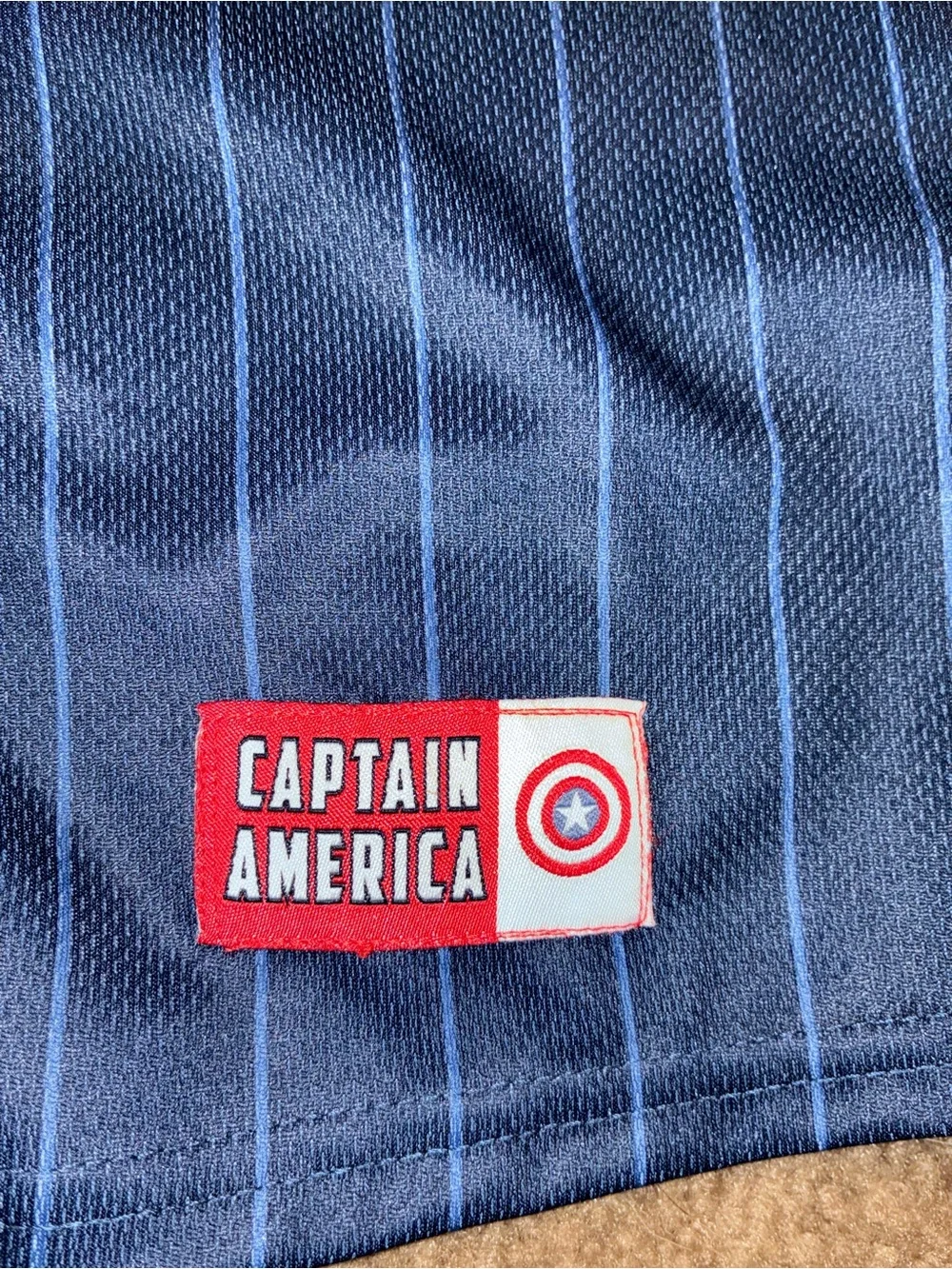 Marvel Boys Navy Pinstripe Captain America Button-Front Shirt