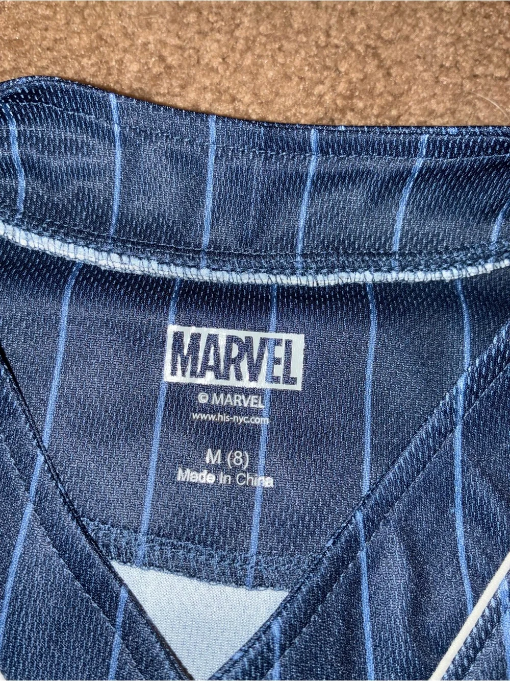 Marvel Boys Navy Pinstripe Captain America Button-Front Shirt