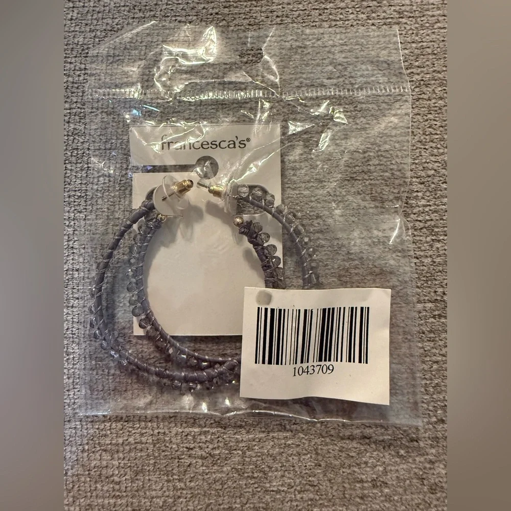 Gray Braided Hoop Earrings
