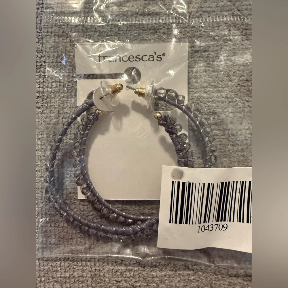 Gray Braided Hoop Earrings