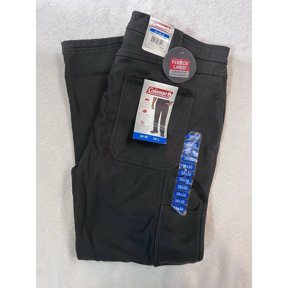 NWT Coleman Fleece Lined Stretch Tear Resistant Utility Pants Mens 38x30 Phantom