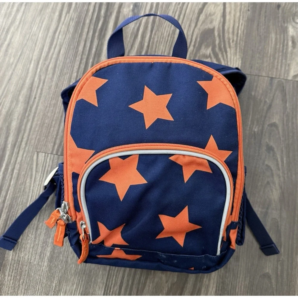 Pottery Barn Kids Orange Stars Navy Mini Pre-K Backpack Preschool School BTS