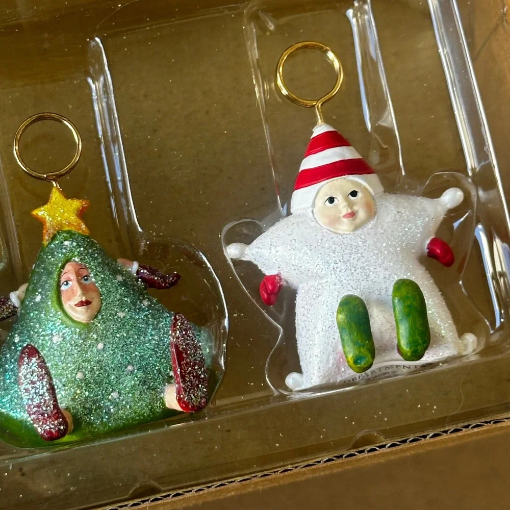 Dept 56 Christmas Krinkles Patience Brewster Place Card Holder Set/4 Whimsical
