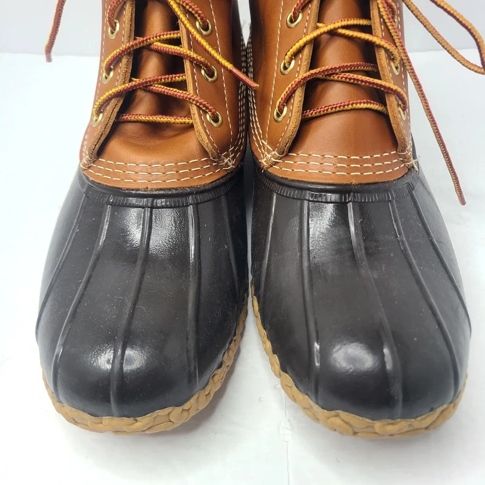 LL Bean Duck Boots Brown 8 Inch Mens Size 9 Made In USA Leather