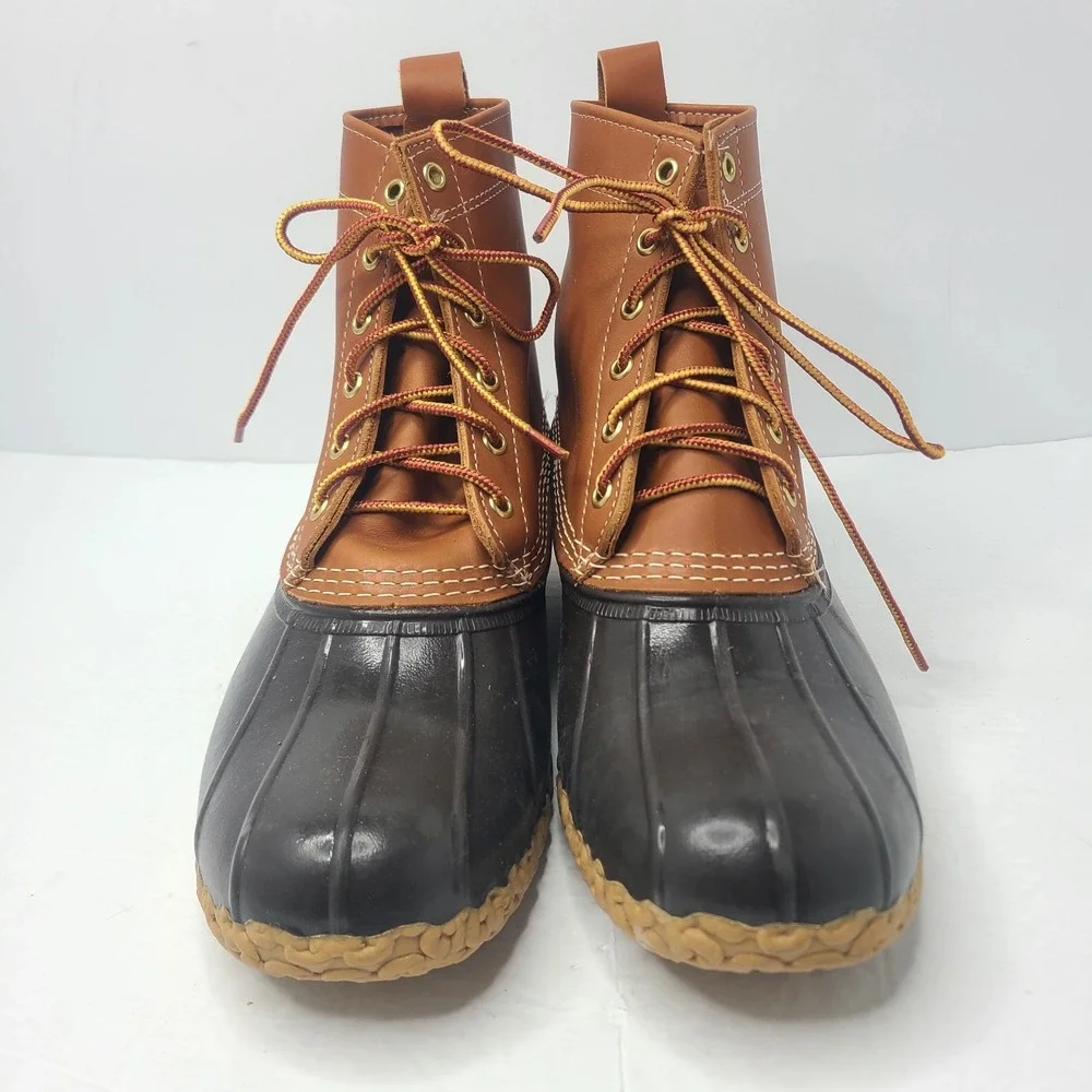 LL Bean Duck Boots Brown 8 Inch Mens Size 9 Made In USA Leather