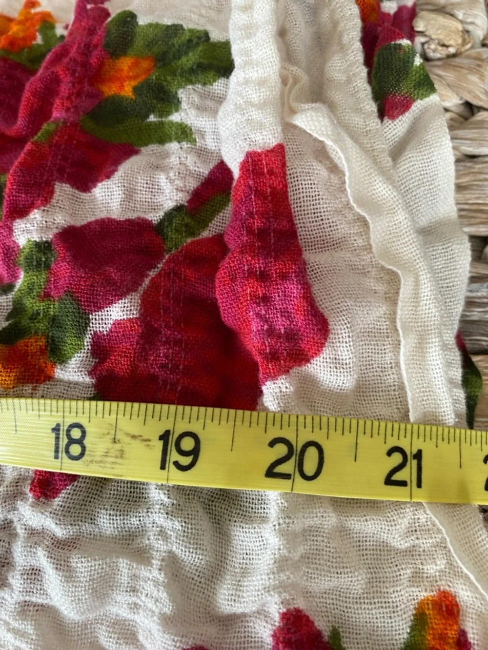 mark. White Floral Crinkle Scarf with Pink & Orange Blooms