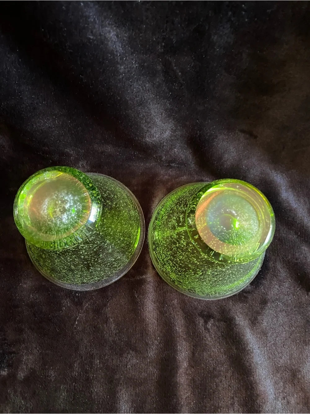 MCM Style Pottery Barn Stemless Lime Green Handblown Glass Beverage Goblet