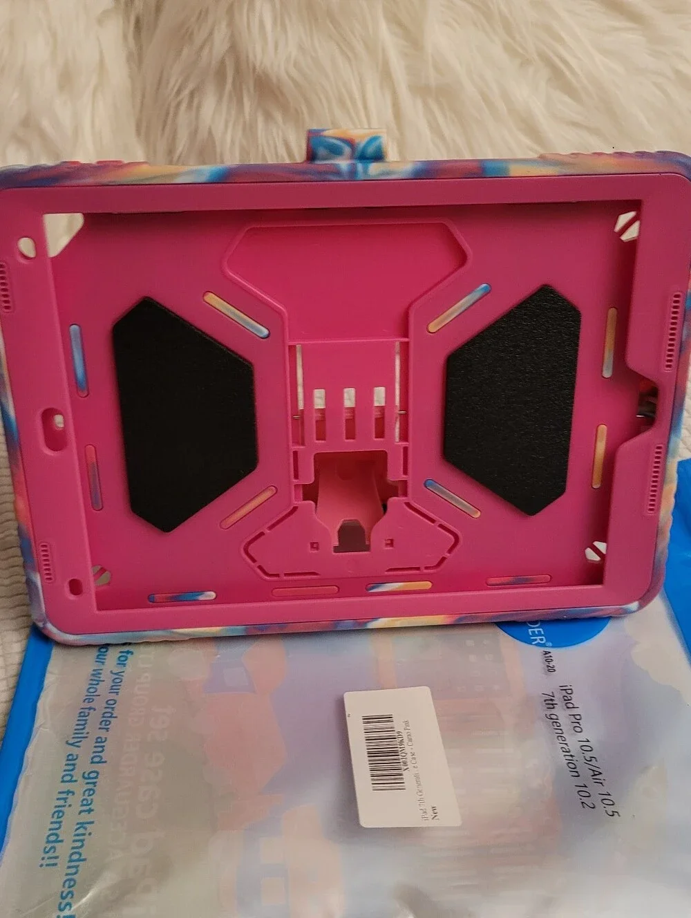 Ipad 7th Generation, Kid-Proof Heavy Duty Pink Tablet Case with Built-In Stand