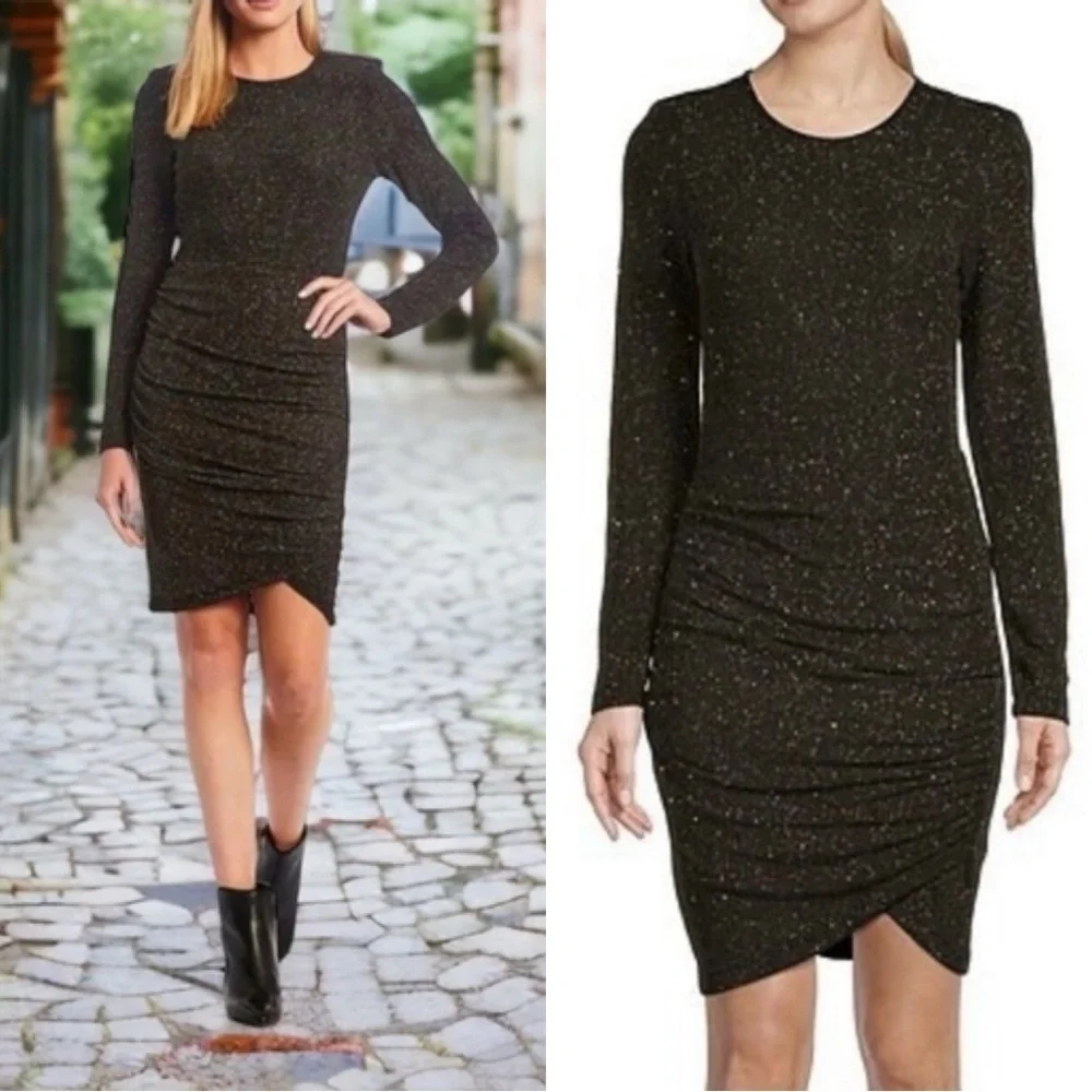 NWT Gibson Latimer Black With Multicolor Rainbow Glitter‎ Mini Dress